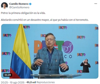 Camilo Romero responsabiliza a la administración de Abelardo por agravamiento de la crisis - crédito @CamiloRomero/X