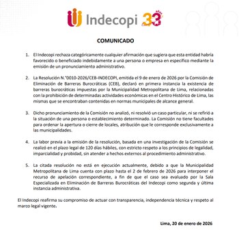 Indecopi niega haber favorecido a