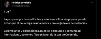 Rodrigo Londoño, excomandante de las Farc y presidente del Partido Comunes - crédito @TimoComunes/X