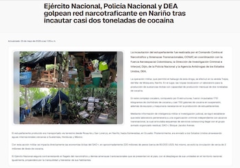 La infraestructura del complejo cocalero estaba valorada en $2.500 millones y contaba con instalaciones industriales y dormideros para 30 personas - crédito Ejército Nacional