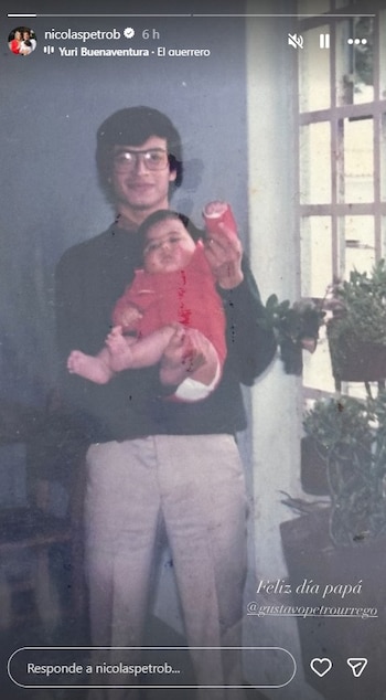 Nicolás Petro Burgos publicó una fotografía antigua junto a su padre cuando era joven - crédito @nicolaspetrob/Instagram