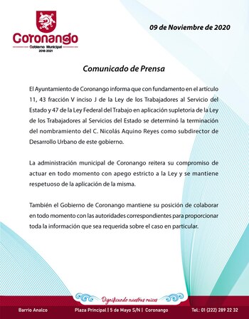 Elementos de la dependencia arribaron