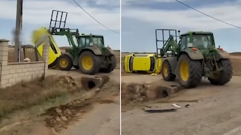 La Guardia Civil detiene a un agricultor tras destrozar con un tractor el coche de un cobrador de impagos