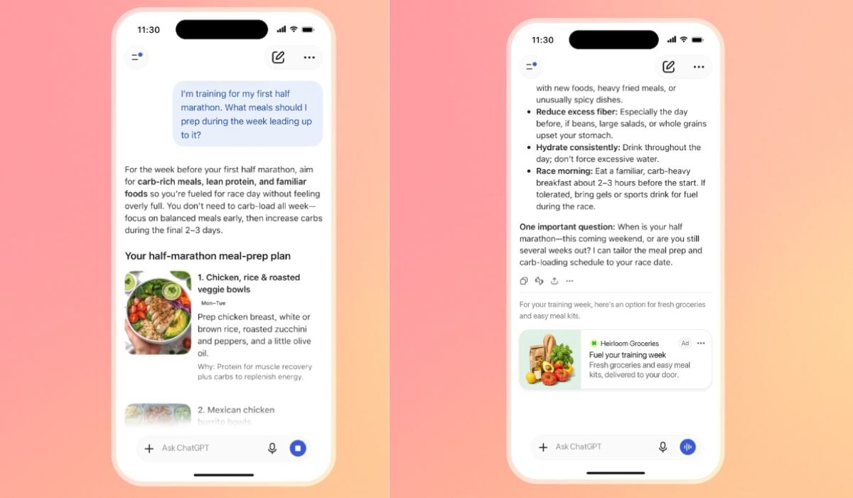 Los usuarios de los planes Gratuito y Go comenzarán a encontrar publicidad mientras realizan consultas en ChatGPT. (OpenAI)