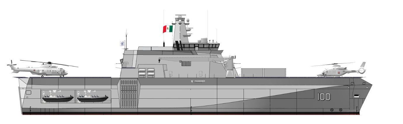 Modelo del buque que será fabricado por la Marina. Crédito: Secretaría de Marina.