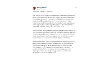 Parte del comunicado de Mauricio