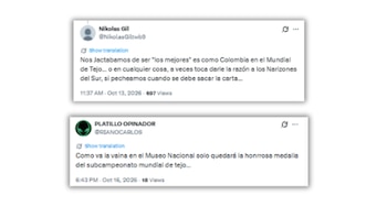 En redes sociales aún se leen críticas por el puesto de Colombia en el Mundial del Tejo - crédito @RIANOCARLOS/X