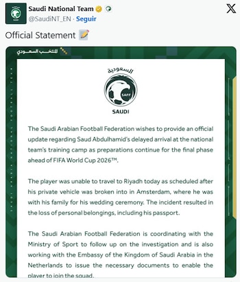 El comunicado de Arabia Saudí publicado en su cuenta de X