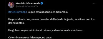 El senador Mauricio Gómez acusó al presidente de “alinearse con delincuentes” y cuestionó la estrategia de reconciliación del Gobierno - crédito @MauricioGomezCO / X