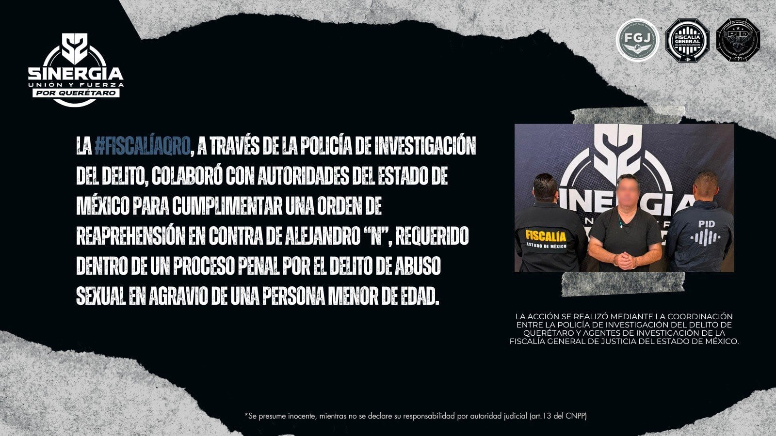 Reaprehensión Querétaro FGJEM FGE Abuso Sexual Alejandro N (@fiscaliaqro/X)