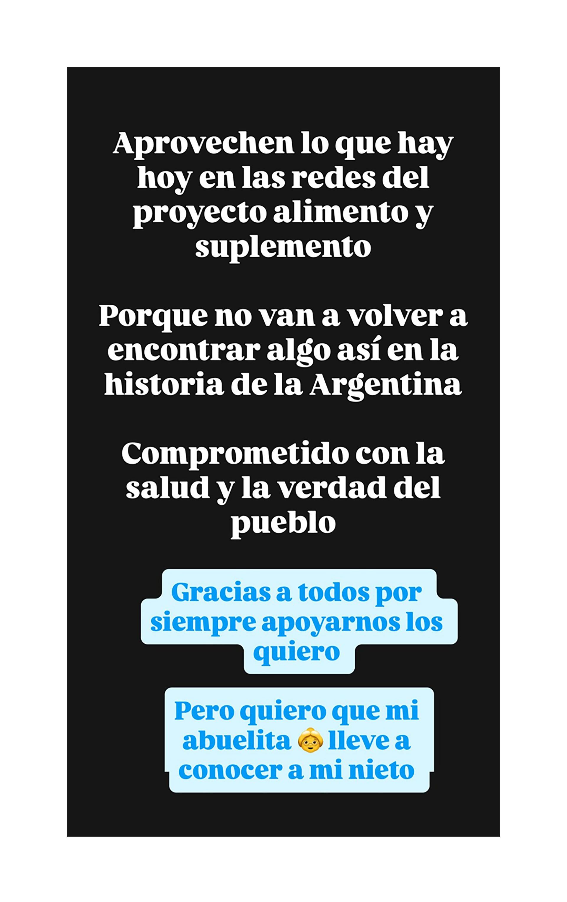 El mensaje qu Pablo compartió con sus seguidores para destacar el análisis de suplementos deportivos que impulsa desde sus redes sociales.
