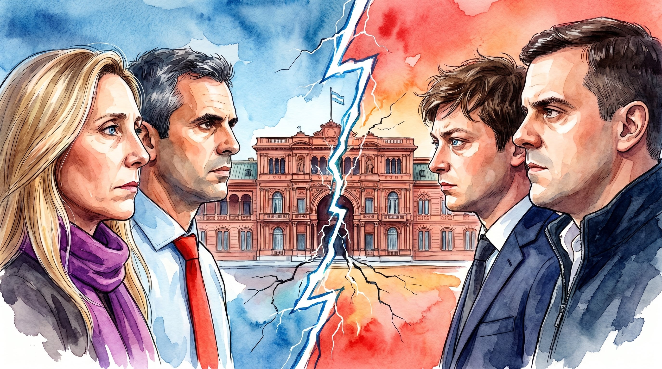 Karina Milei y Martín Menem enfrentados a Santiago Caputo y Daniel Parisini (Imagen Ilustrativa Infobae)