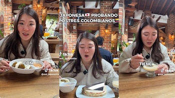 Turista japonesa se grabó probando postres colombianos y desató polémica en los comentarios: “A mí no me gusta”