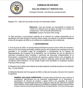 Razones del Consejo de Estado - crédito Consejo de Estado