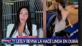 Lesly Reyna responde de qué vive en Dubái tras mostrar Lamborghinis, yates y joyas de lujo. Captura: Magaly TV La Firme.