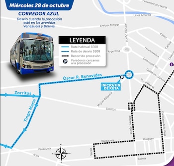 Corredor Azul modificará su recorrido este miércoles 28 de octubre - Créditos: ATU.