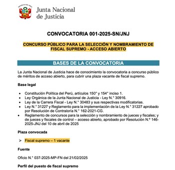 La JNJ llama a concurso