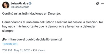 Luisa María Alcalde se pronuncia