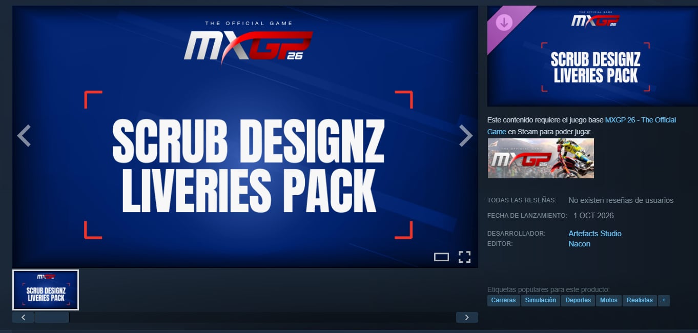El contenido incorpora seis diseños visuales de SCRUB Designz para modificar el aspecto de la moto. (Steam)