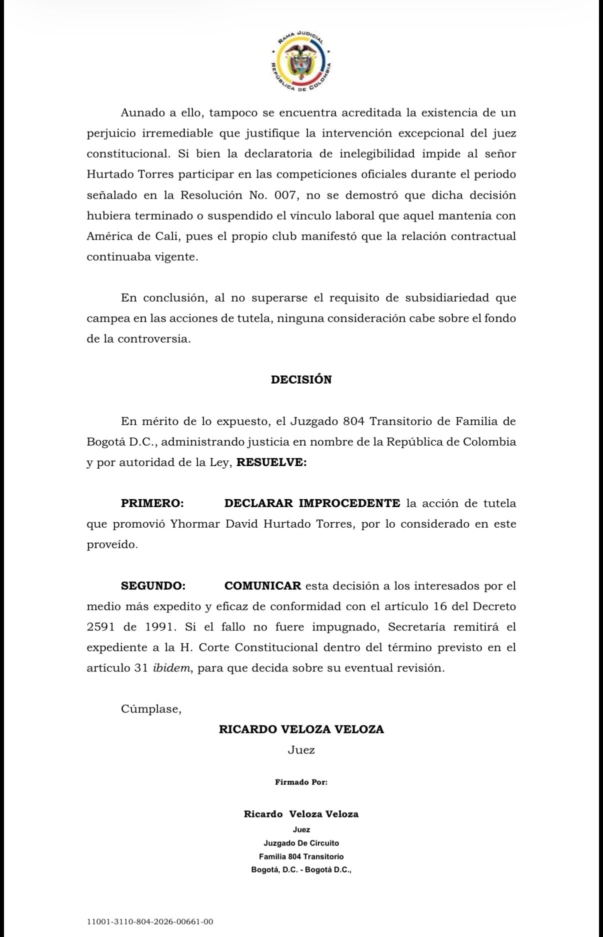 El comunicador César Augusto Londoño informó sobre lo ocurrido con el defensor del América de Cali y la tutela que Acolfutpro interpuso por el jugador ante la Rama Judicial - crédito @cesaralo/X