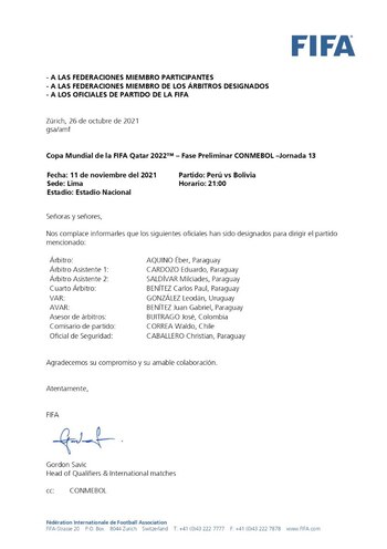 FIFA designó árbitros.