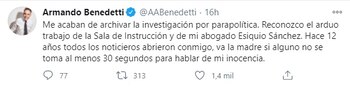 Trino del senador Armando Benedetti,