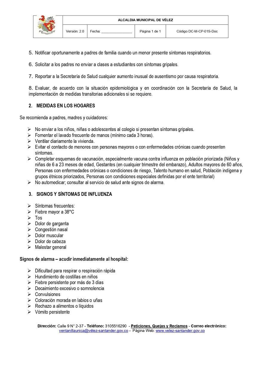 Las jornadas pedagógicas en Vélez promueven el correcto lavado de manos, higiene respiratoria y notificación oportuna de síntomas gripales en estudiantes - crédito Alcaldía de Vélez / Facebook