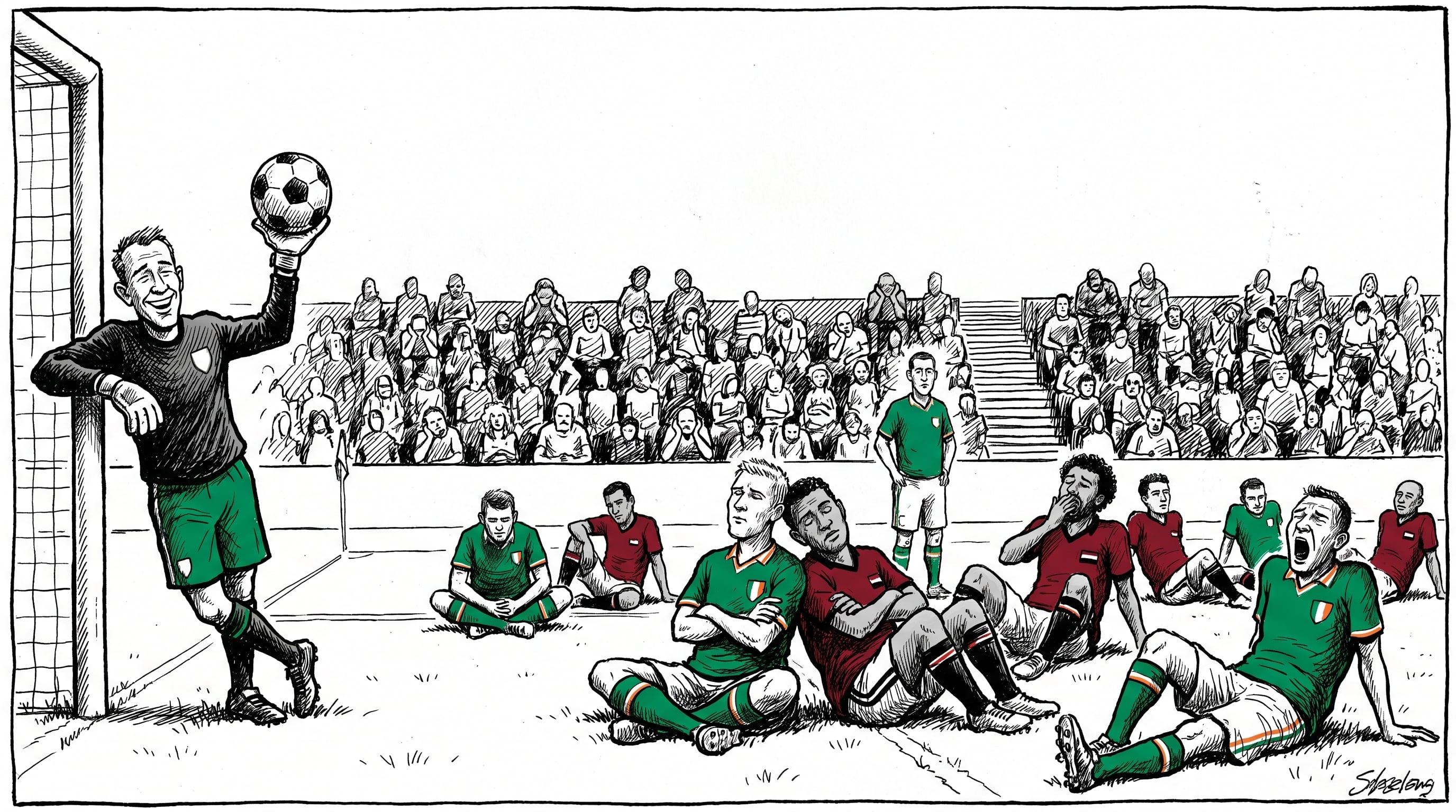 Representación de lo aburrido del partido (Imagen Ilustrativa Infobae)