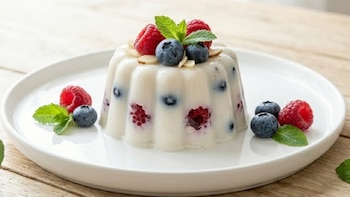 gelatina de almebdra y arándanos