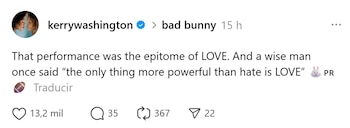 Kerry Washington celebró la actuación