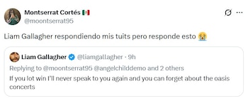 La joven usuaria ha sostenido una intensa discusión con el cantante de Oasis en redes sociales.
