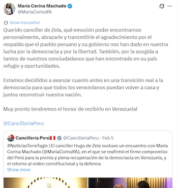 Líder opositora venezolana se reúne