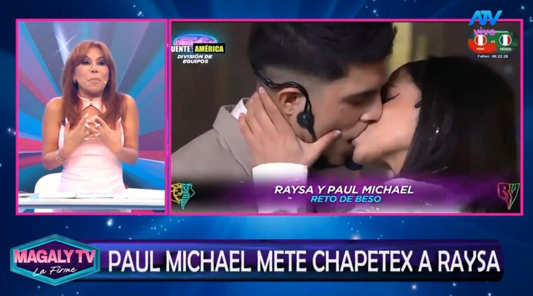 Magaly Medina analiza el beso de Paul Michael y Raiza Ortiz y cuestiona sus explicaciones: “¿Quién se les va a creer?”. Captura: Magaly TV La Firme.