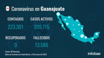 Guanajuato reporta 223.301 contagios y