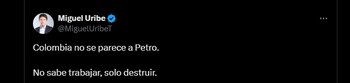 El senador Miguel Uribe criticó