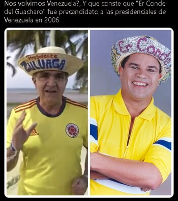 El candidato uribista fue blanco de burlas en redes por su atuendo.