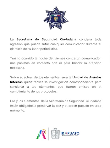La SSC de Irapuato informó
