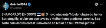 Gremio le deseó mucha suerte