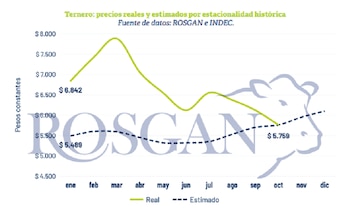 Ternero Rosgan: precios reales y estimados