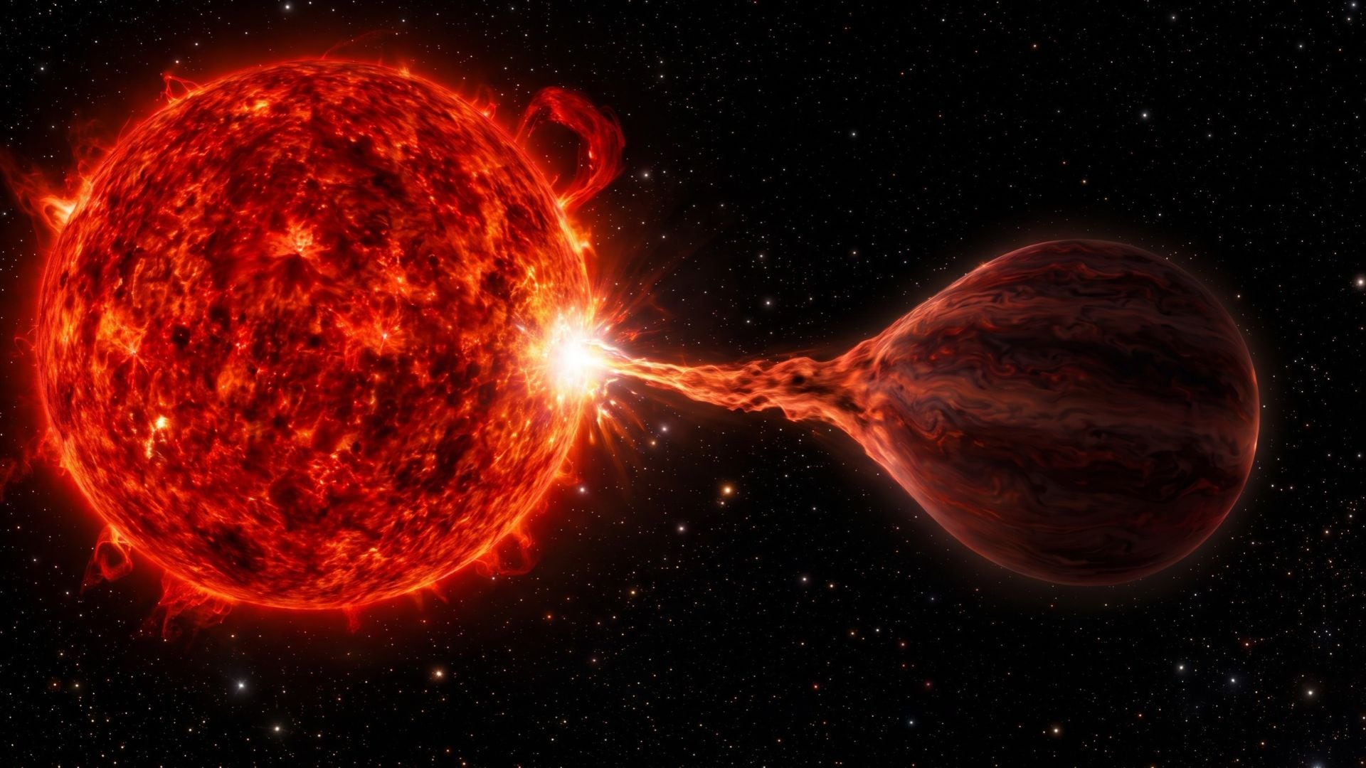 Investigadores del MIT detectaron un sistema astronómico a 300 años luz de la Tierra donde una estrella consume a su compañera (Imagen Ilustrativa Infobae)