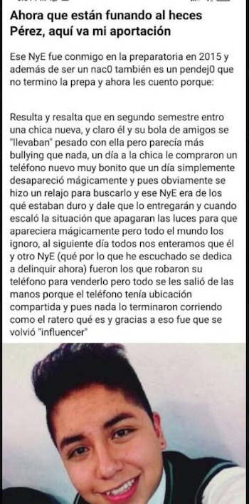 La publicación señala a Ese Pérez como el ladrón de un celular.
