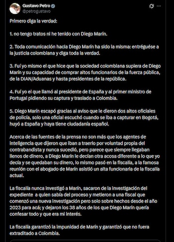 Gustavo Petro - crédito @petrogustavo/X