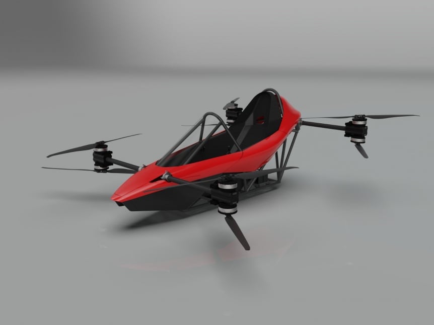 La aeronave pesa 115 kilogramos con sus baterías, incorpora paracaídas balístico y una celda de seguridad para proteger al piloto