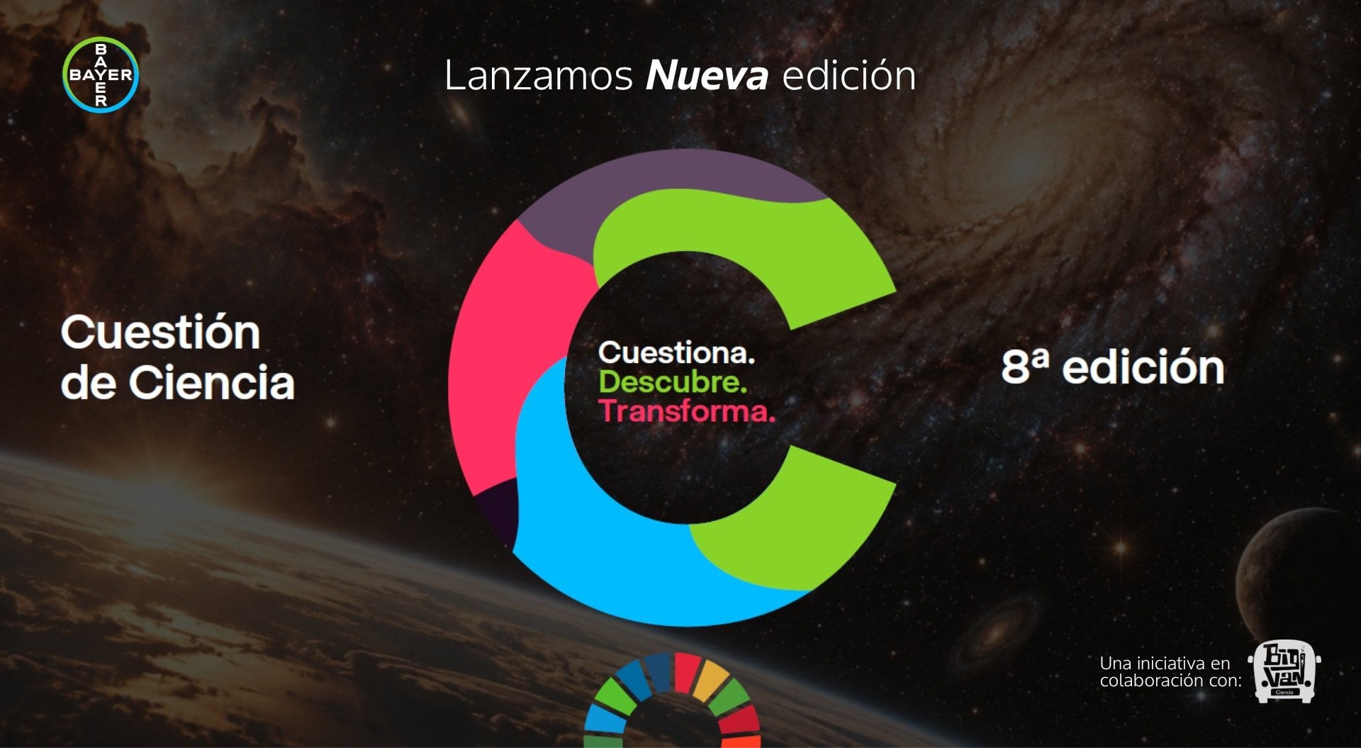 21/10/2026 Cartel de la 8 edición de la iniciativa de Bayer en colaboración con Big Van Ciencia
