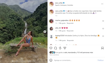 El mensaje de Sara Uribe fue tomado como una respuesta a los ataques que recibió en redes sociales, acusándola de lanzar indirectas a Fredy Guarín y Andreína Fiallo - crédito @sara_uribe/Instagram