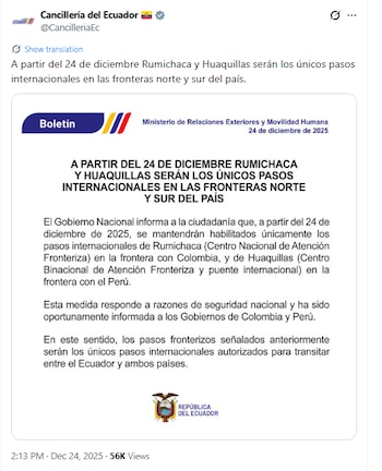 Esta fue la notificación emitida