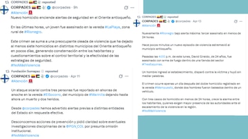 Abundan los reportes de asesinatos en municipios antioqueños - crédito @CORPADES/X