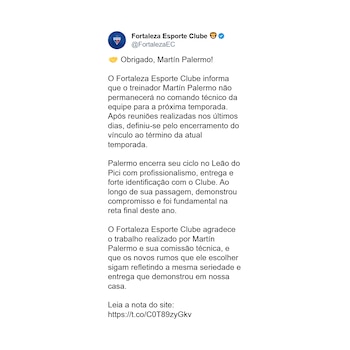 Fortaleza anunció la salida de