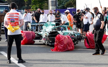 Así quedó el Aston Martin de Lance Stroll (REUTERS/Maxim Shemetov)