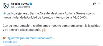 Comunicado de la Fiscalía CDMX